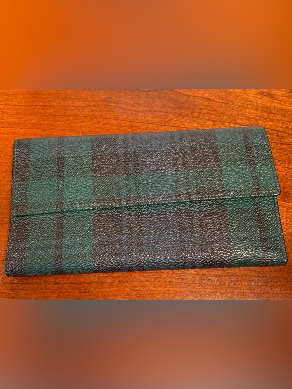 Polo by Ralph Lauren Brown Leather Card Holder with Green Trim